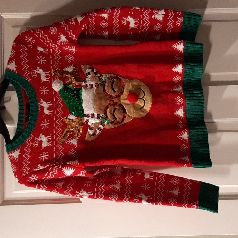 Kids Reindeer scoop neck sweater  Large